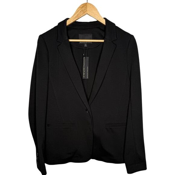 NWT! Banana Republic 10 Relaxed Stretch Ponte Blazer Textured Jacket Black - Picture 1 of 9